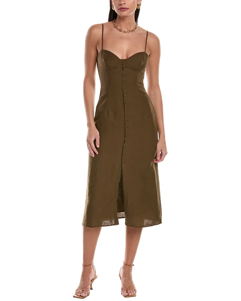 Onia Air Corset Linen-Blend Midi Dress Nocolor