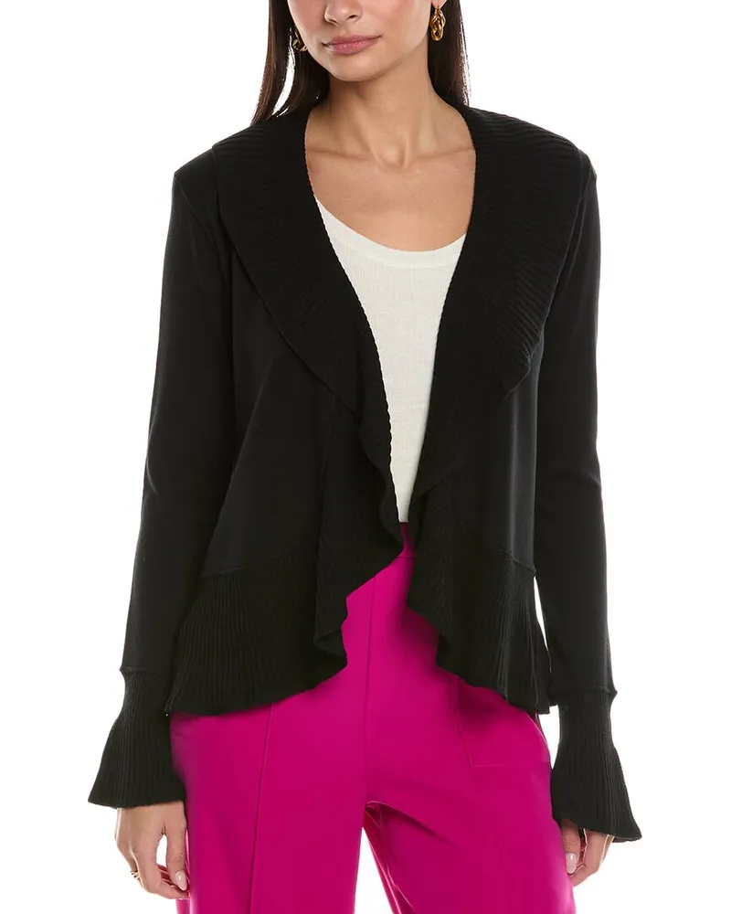 ST. JOHN Ruffle Cardigan Black