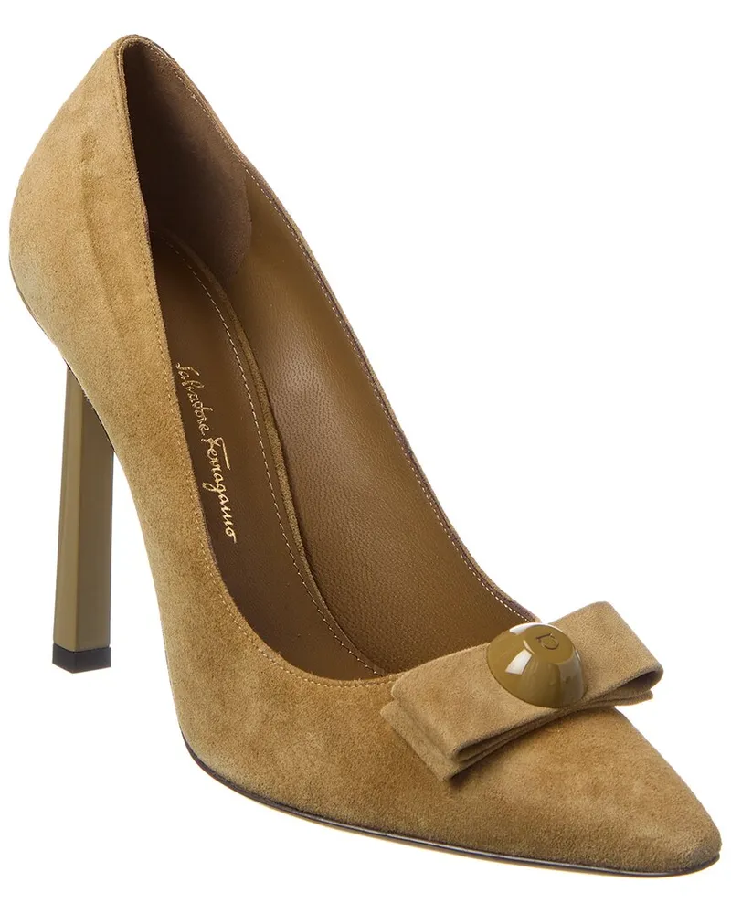 Ferragamo Katrin X5 Suede Pump Brown