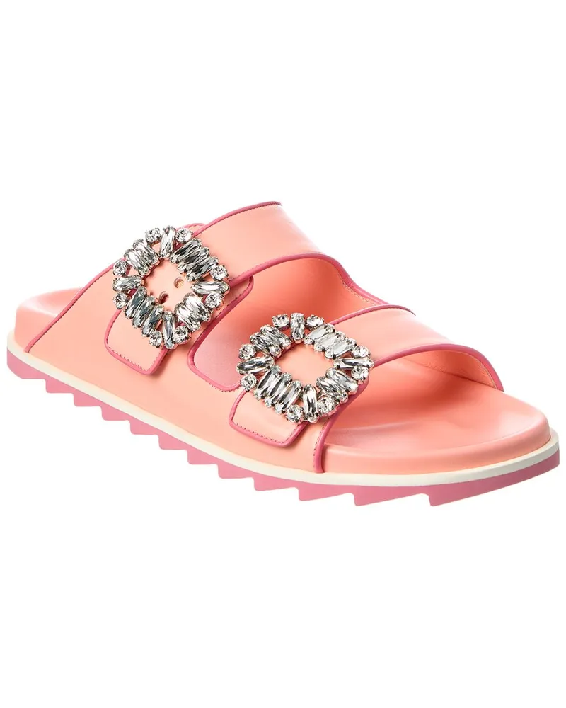 Roger Vivier Viv Strass Buckle Slide Pink