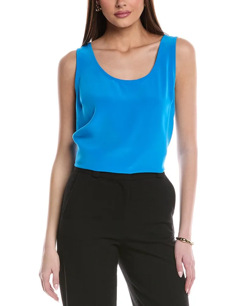 ST. JOHN Satin Back Cady Top Blue