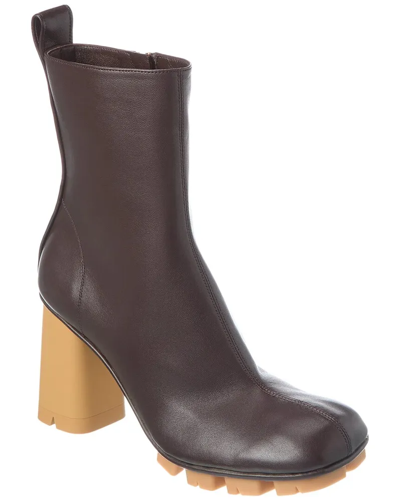 Bottega Veneta Shore Leather Bootie Brown