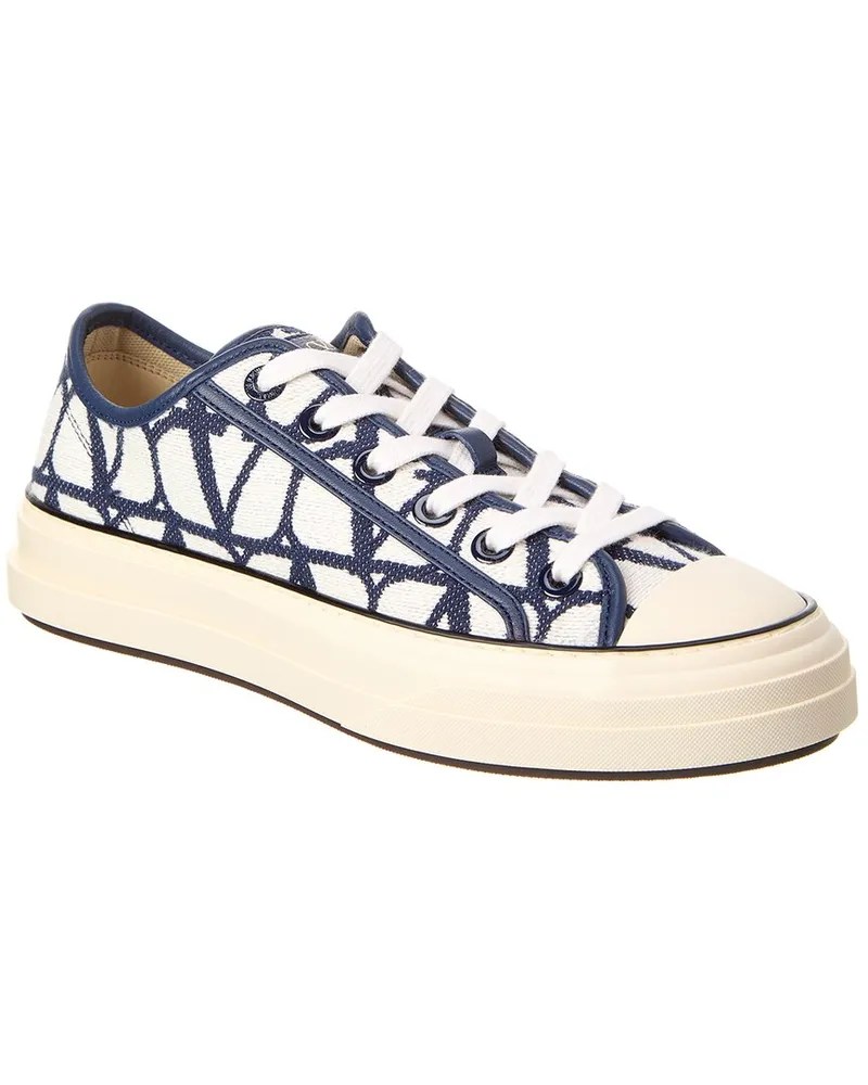 Valentino Garavani Toile Iconographe Canvas & Leather Sneaker Blue