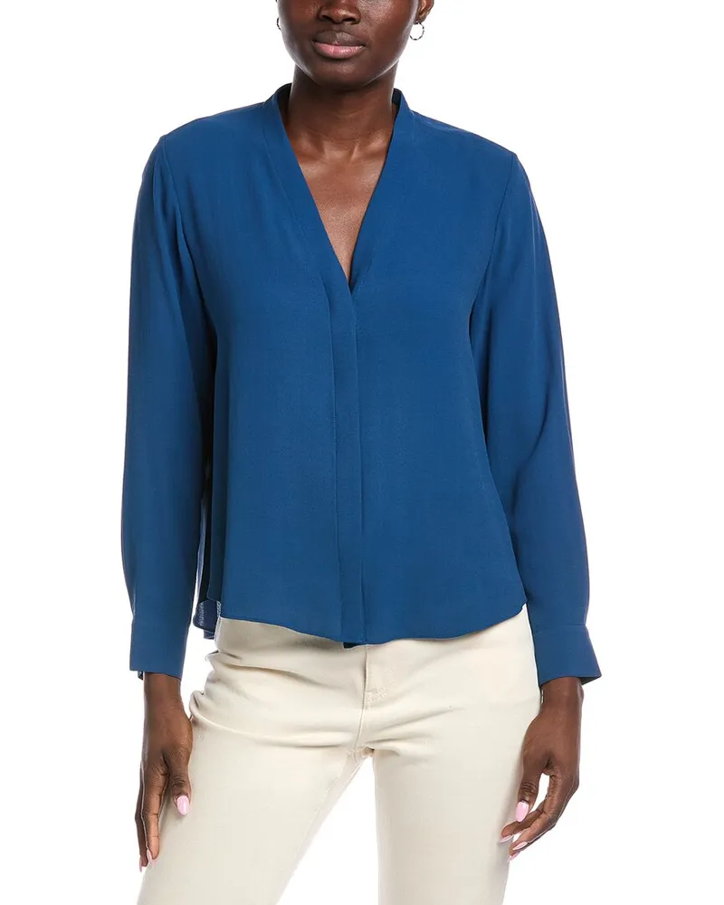 Eileen Fisher Petite Silk Shirt Blue