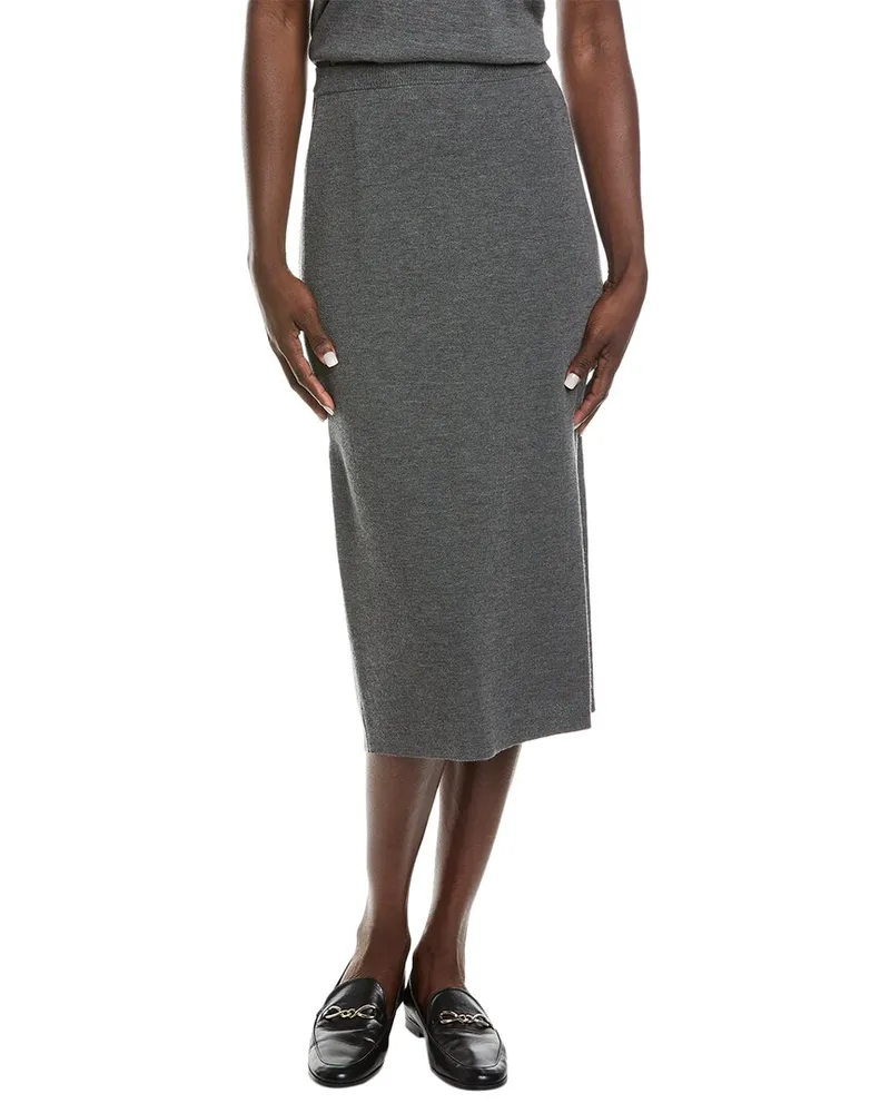 Eileen Fisher Wool Pencil Skirt Grey