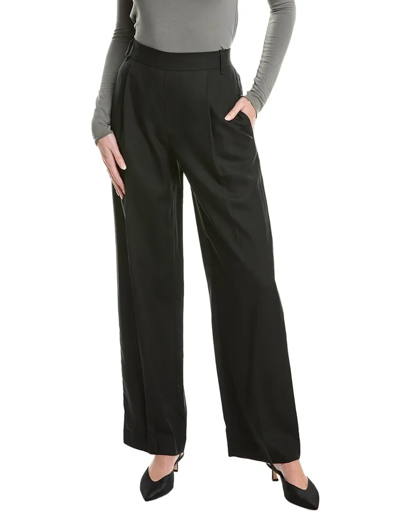 Vince Straight Leg Linen-Blend Pant Black