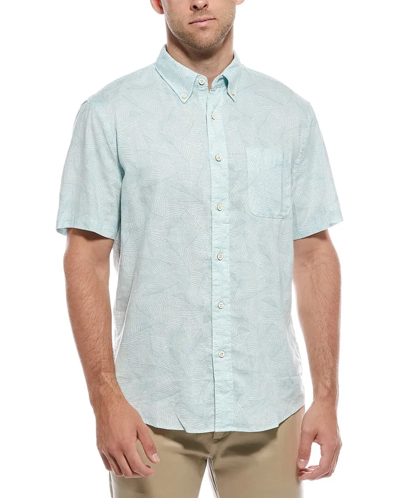 Faherty Breeze Linen-Blend Shirt Green