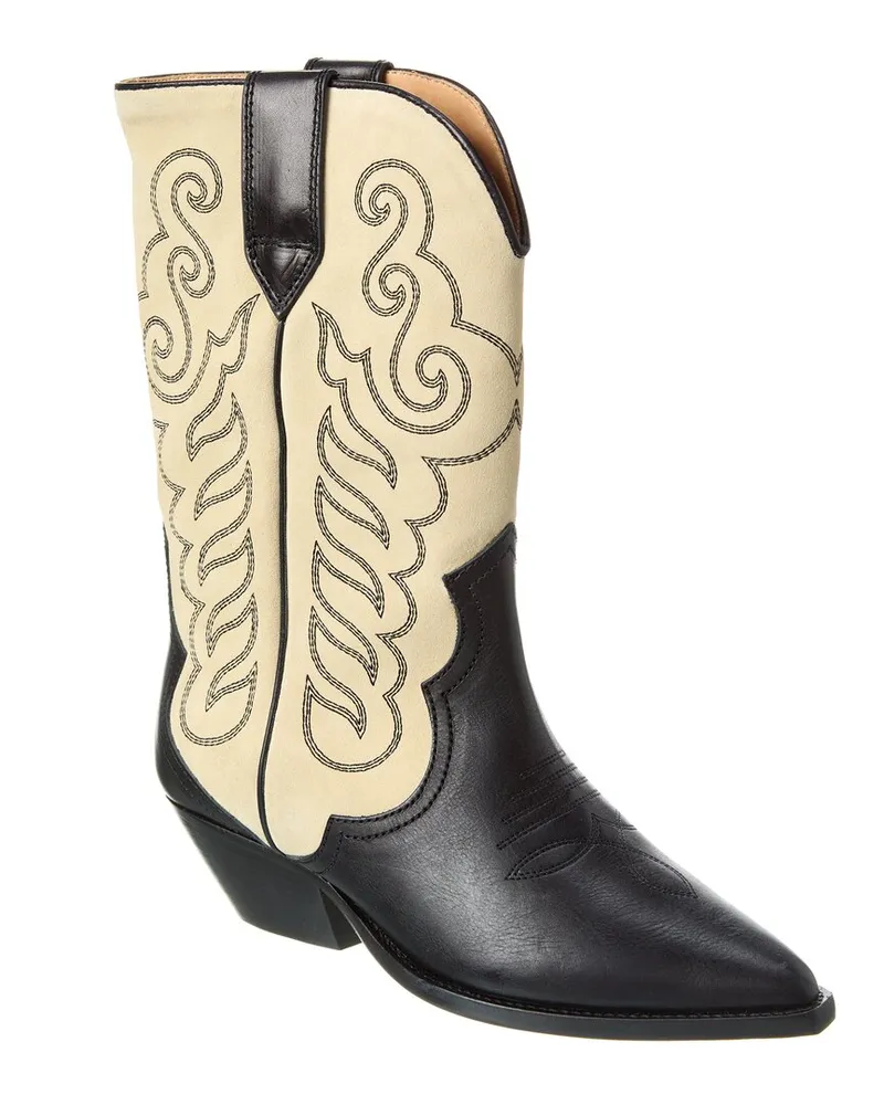 Isabel Marant Duerto Leather & Suede Cowboy Boot Black