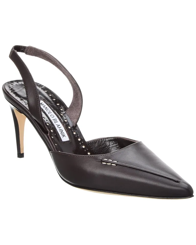 Manolo Blahnik Homerasli 70 Leather Slingback Pump Black
