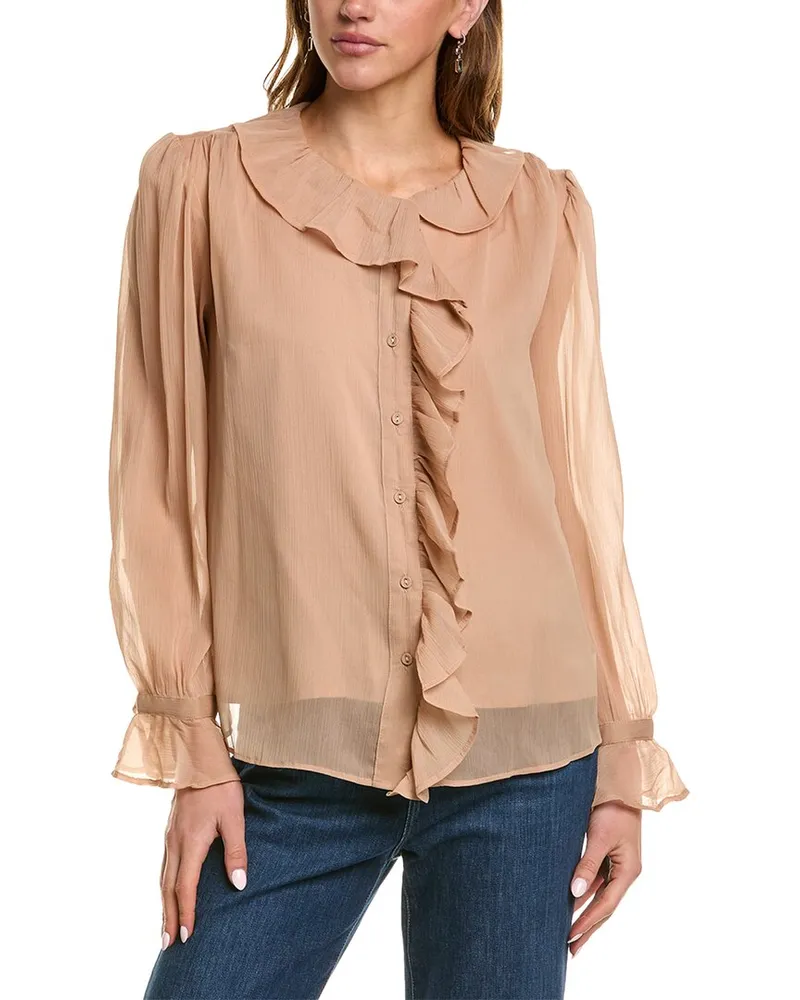 Sam Edelman Jasleen Ruffle Top Brown