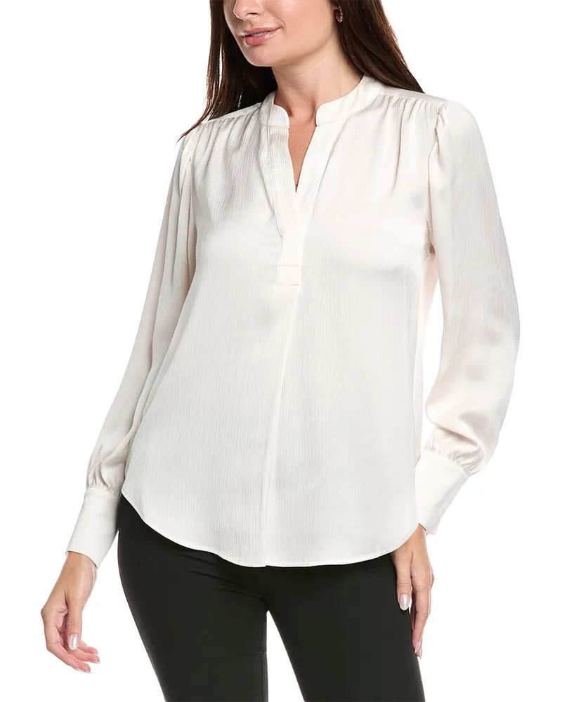 Anne Klein Pleat Front Blouse White