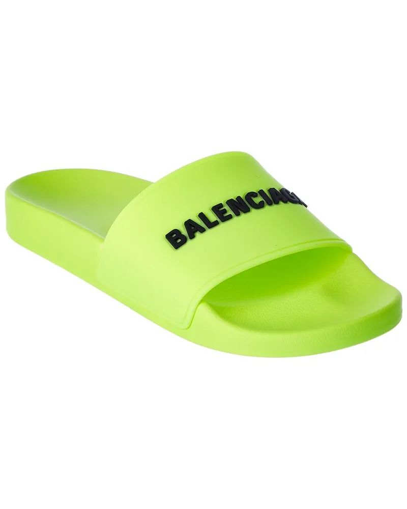 Balenciaga Logo Rubber Pool Slide Yellow