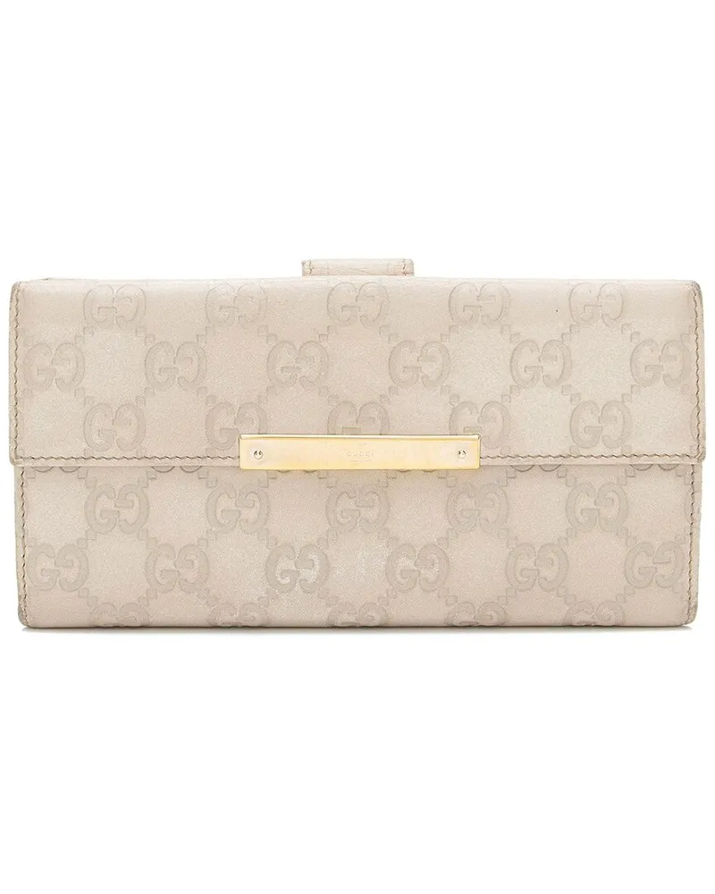 Gucci White Guccissima Leather Flap Continental Wallet (Authentic Pre-Loved Nocolor