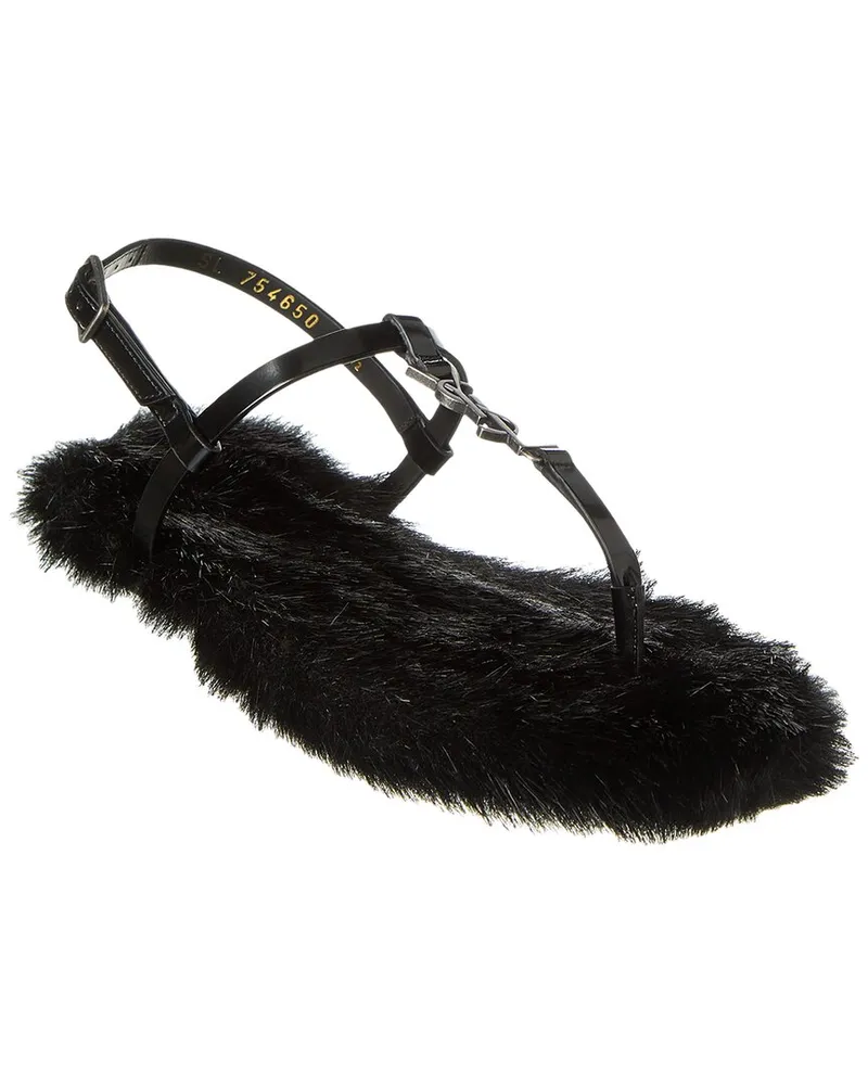 Saint Laurent Cassandra Leather Sandal Black
