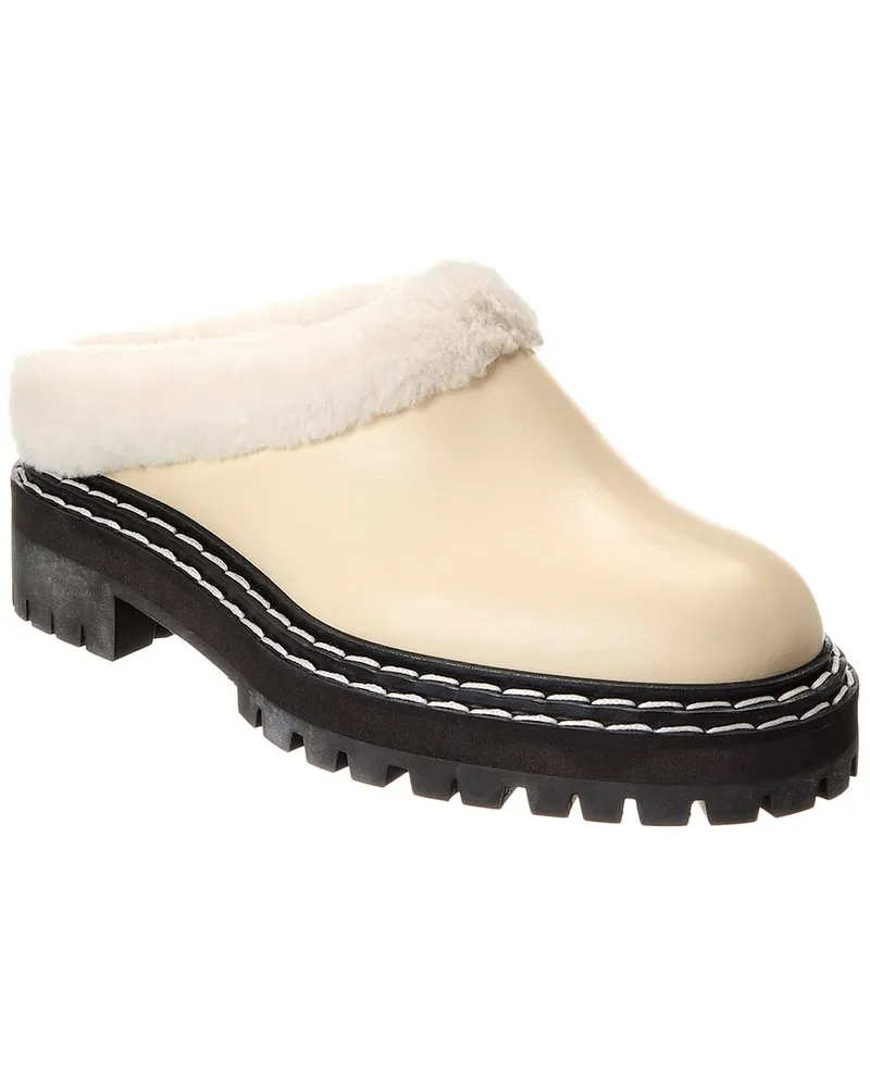 Proenza Schouler Leather & Shearling Mule White