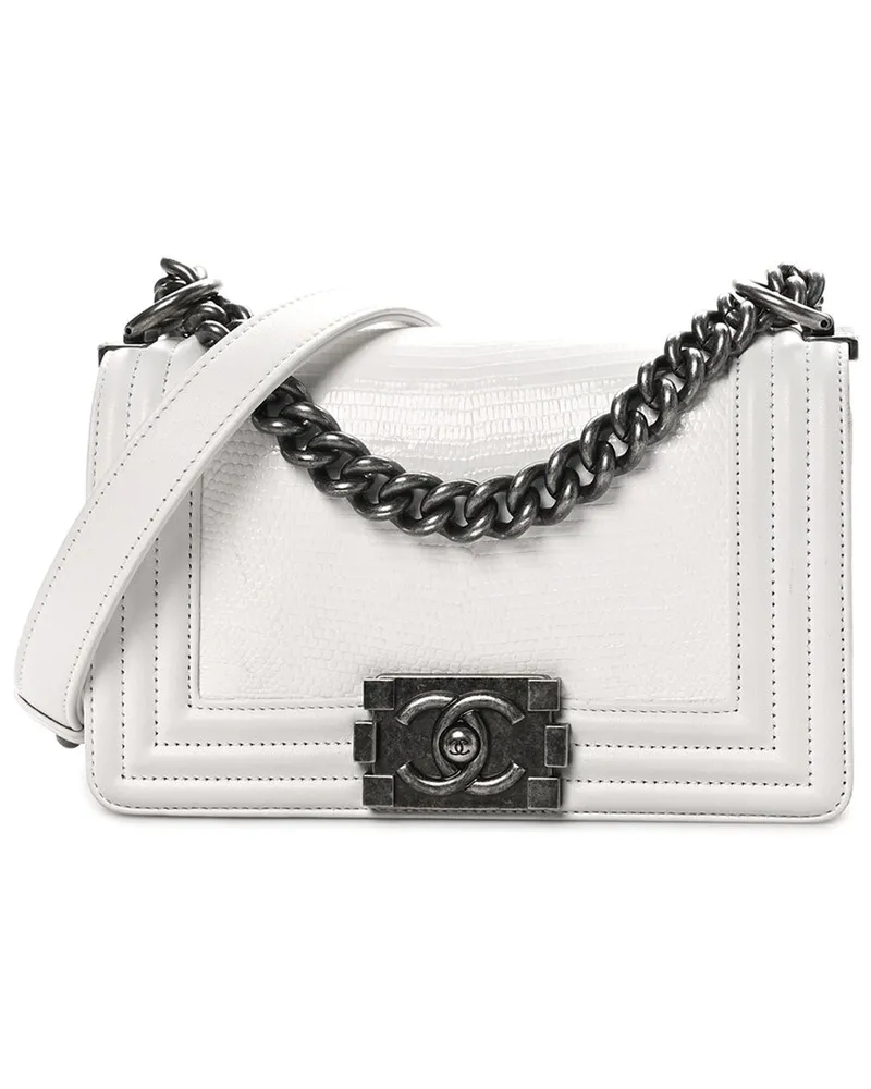 Chanel White Calfskin Leather Small Boy Flap (Authentic Pre-Loved Nocolor