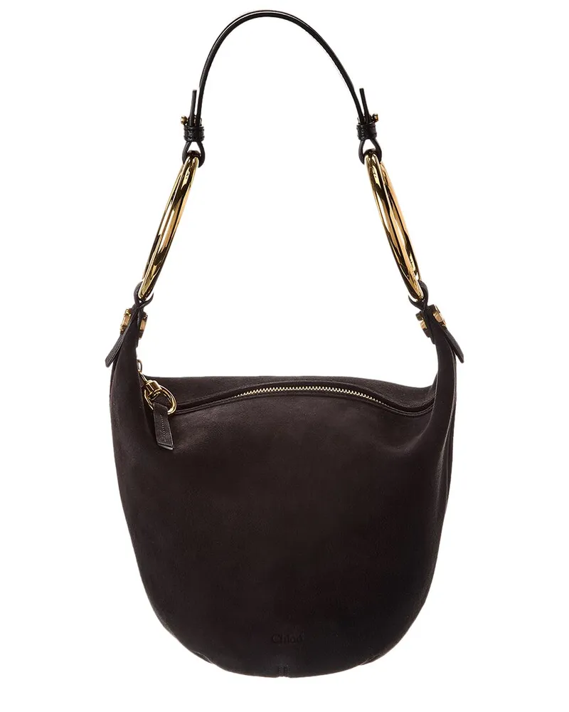 Chloé Bracelet Small Suede & Leather Hobo Bag Black
