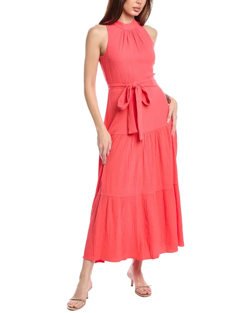 Anne Klein Petite Tiered Tie-Neck Maxi Dress Red