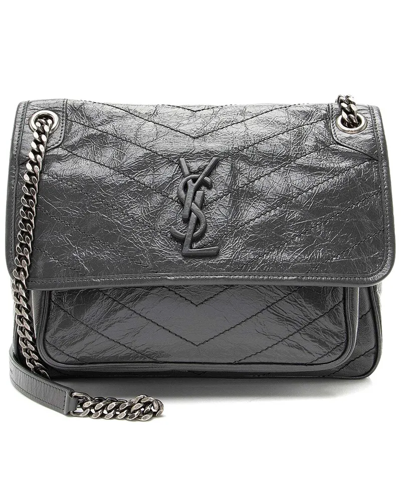 Saint Laurent Grey Calfskin Monogram Niki Medium Shoulder Bag (Authentic Pre-  Loved Nocolor