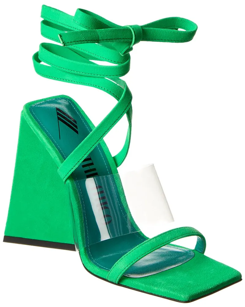 ATTICO Isa Suede & Vinyl Sandal Green