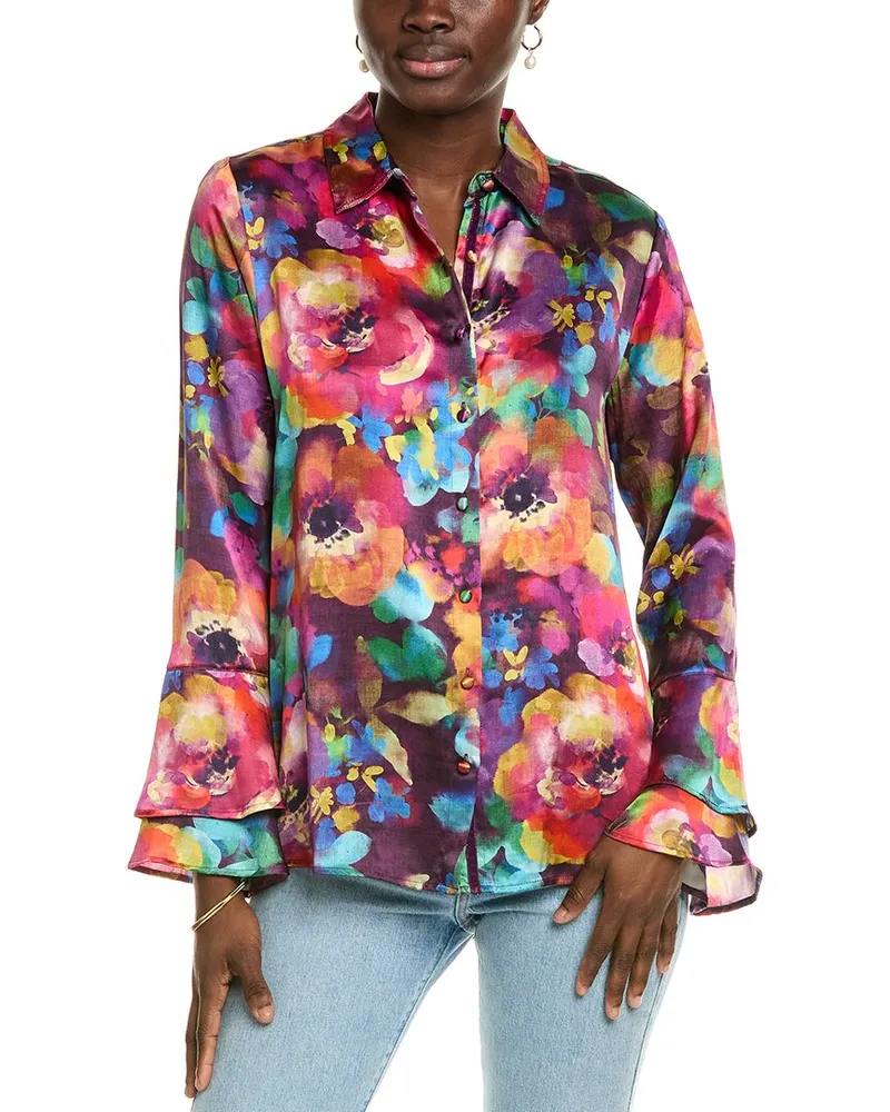 Johnny Was Silk Shirt Pink