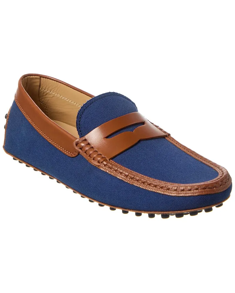 TOD'S TOD’s Gommino Canvas & Leather Loafer Blue