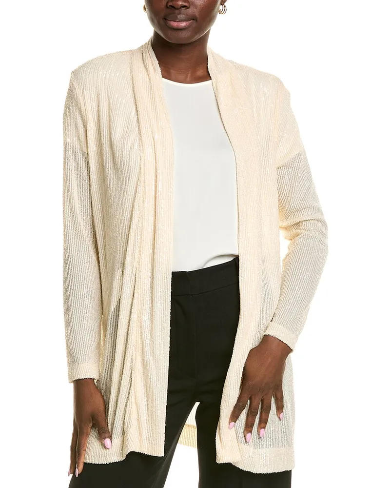 Anne Klein Drape Front Cardigan White