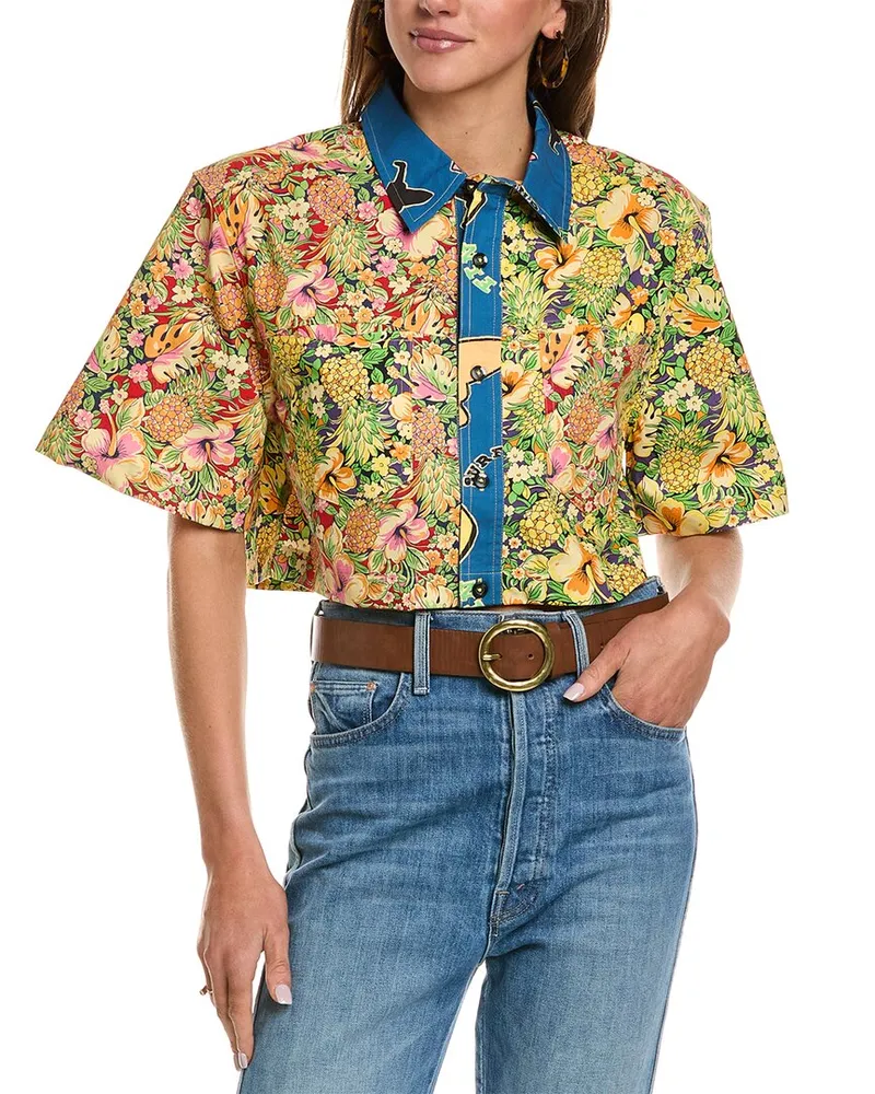 RE/DONE Oversized Crop Shirt Yellow