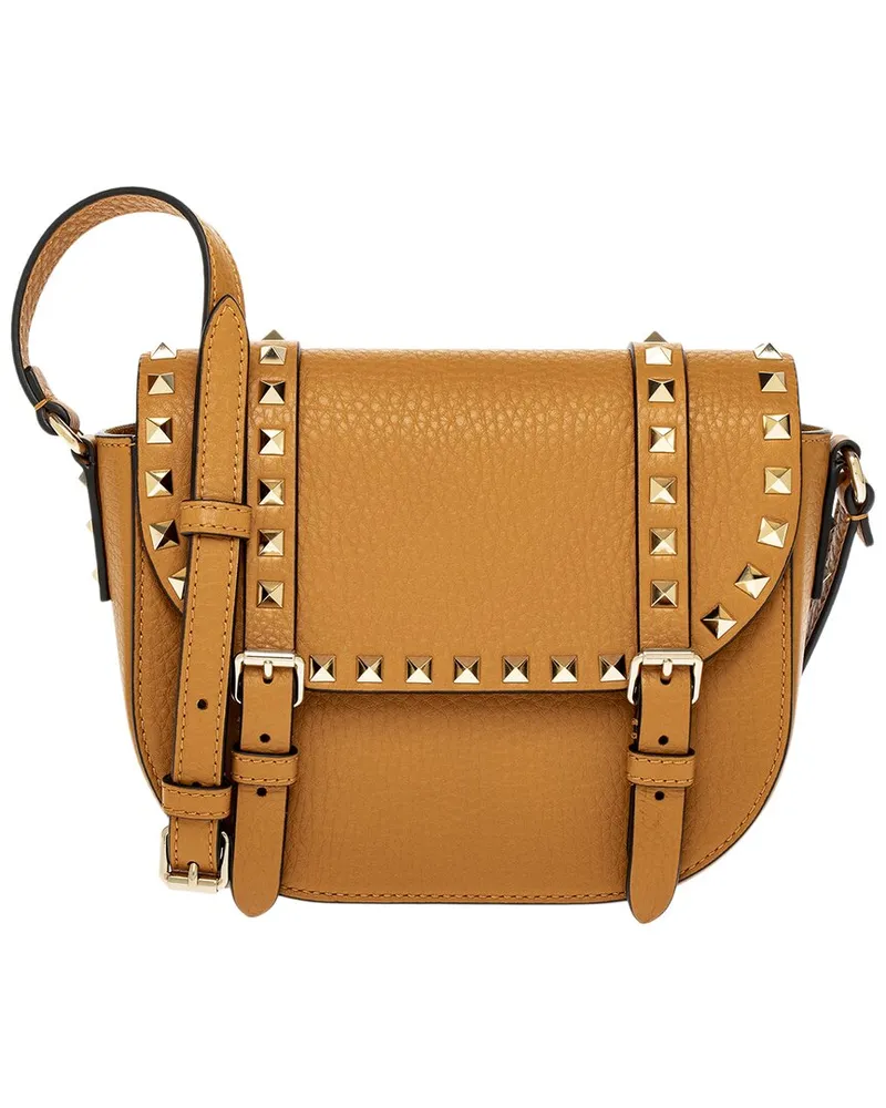 Valentino Garavani Rockstud Small Leather Crossbody Brown