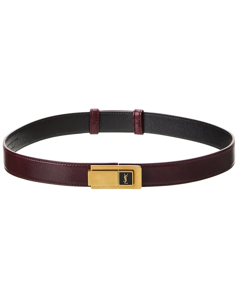 Saint Laurent Charniere Buckle Leather Belt Brown