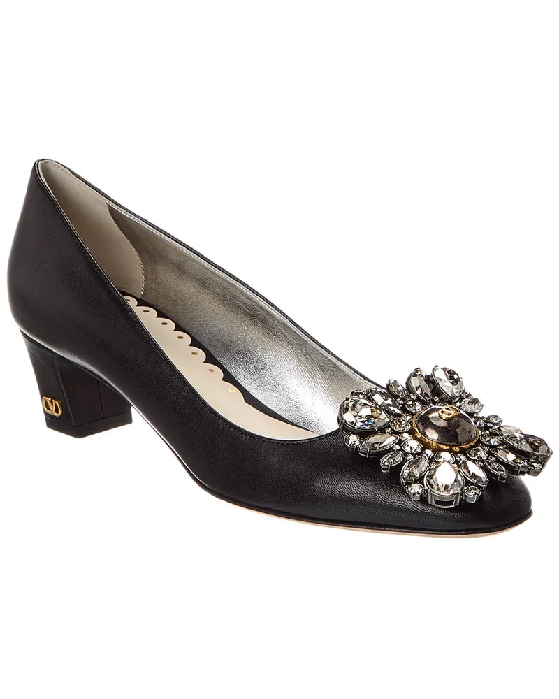 Valentino Garavani Bow 45 Leather Pump Black