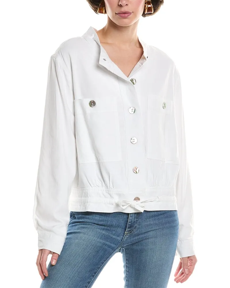 Nicole Miller Linen-Blend Jacket White