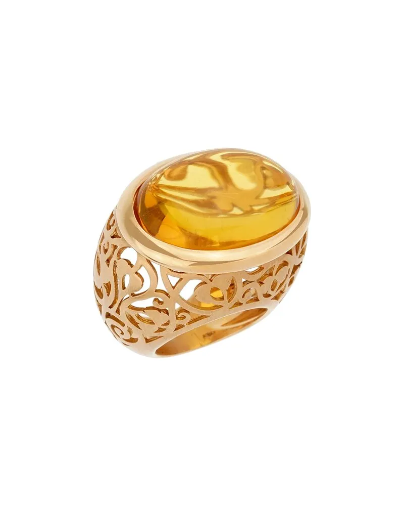 Pomellato 18K Rose Gold 19.94 ct. tw. Diamond & Amber Ring (Authentic Pre-Loved Nocolor