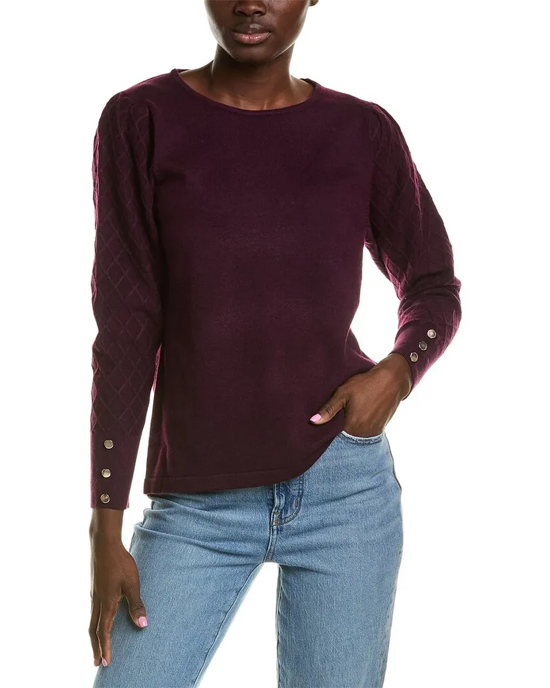 Anne Klein Diamond Stitch Sweater Purple