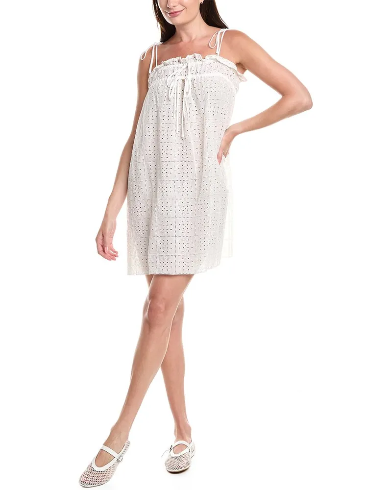 Ganni Embroidered Mini Dress White