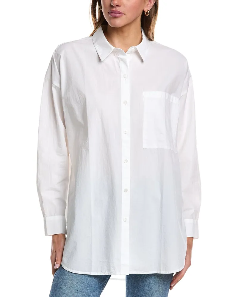 Eileen Fisher Classic Collar Long Shirt White