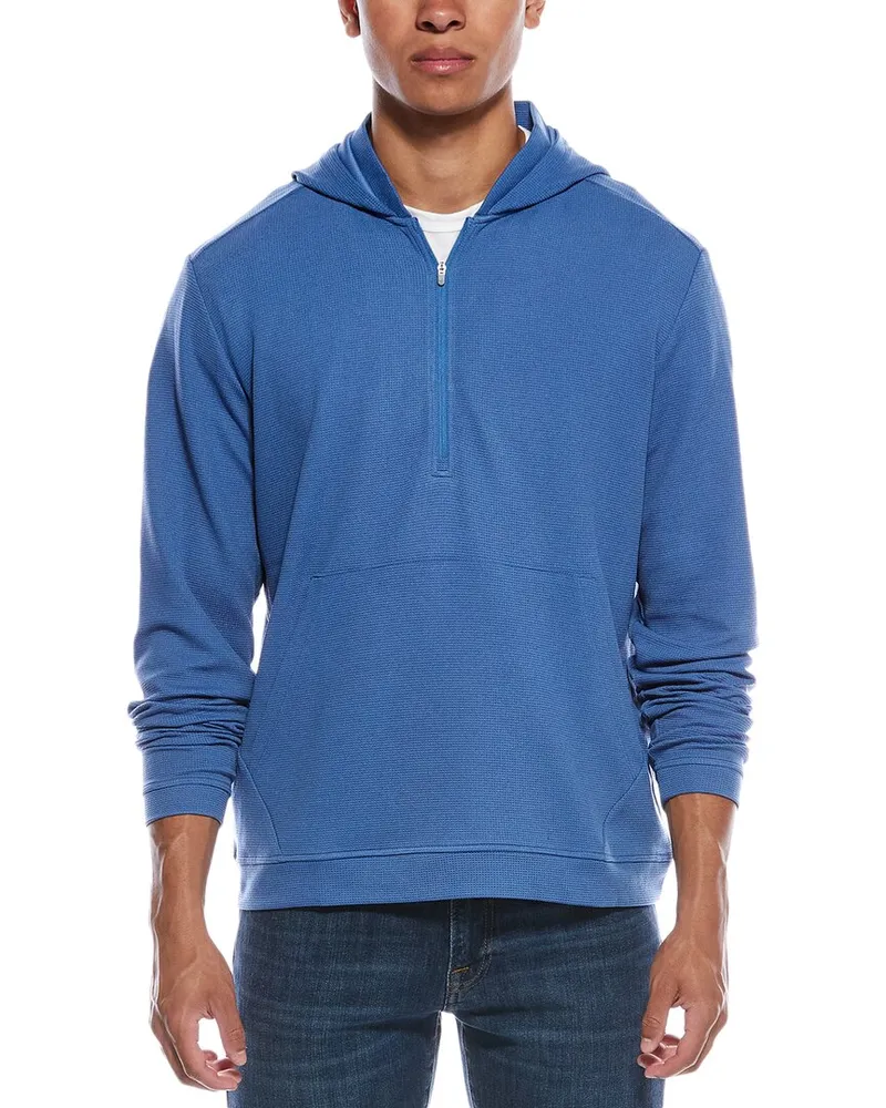 Peter Millar Grid Performance 1/2-Zip Hoodie Blue