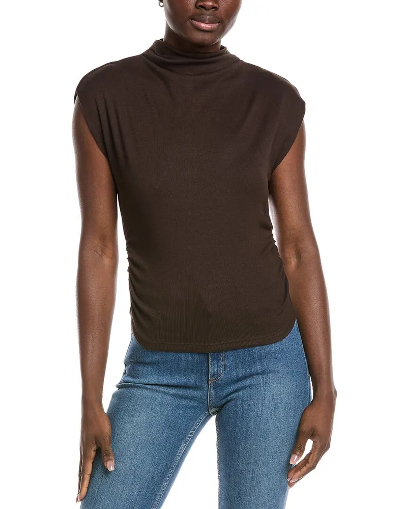 Michael Stars Amara Mock Neck Top Brown