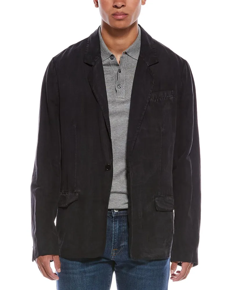 AllSaints Alfawn Linen-Blend Blazer Grey