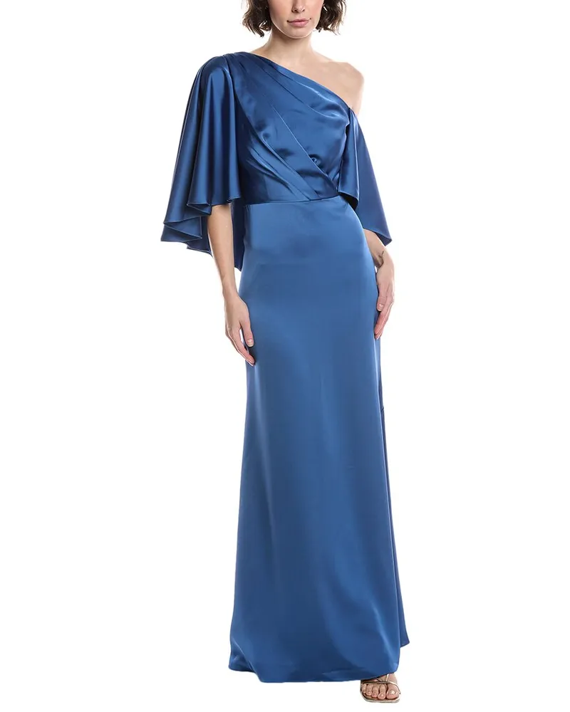 THEIA Kia Cape Gown Blue