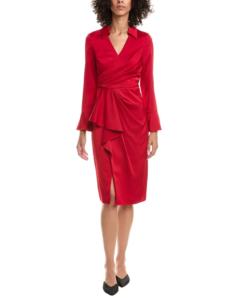Aidan Mattox Aiden Mattox Satin Midi Dress Red