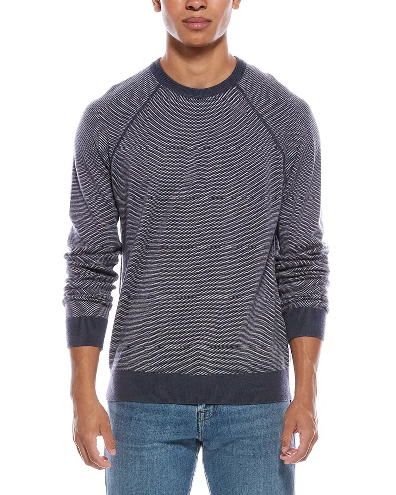 Vince Birdseye Raglan Wool & Cashmere-Blend Crewneck Sweater Blue