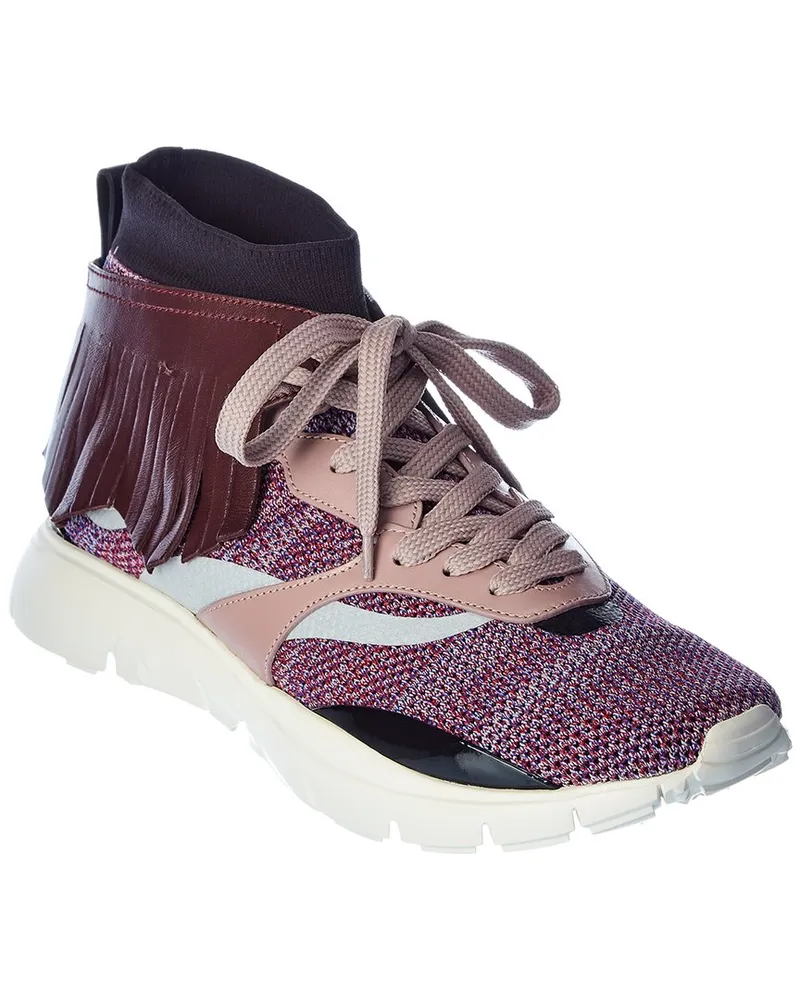 Valentino Garavani Leather-Trim Sneaker Red