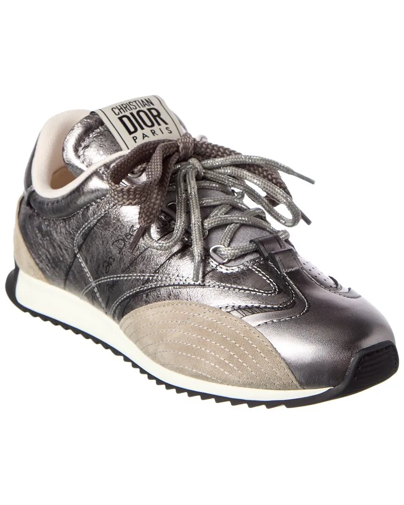 Dior D-Sketch Nylon & Leather Sneaker Silver