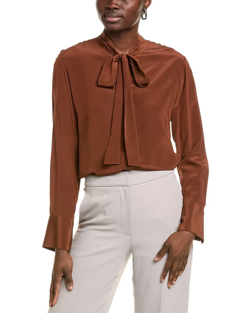 HUGO BOSS Bitoa Silk Blouse Brown