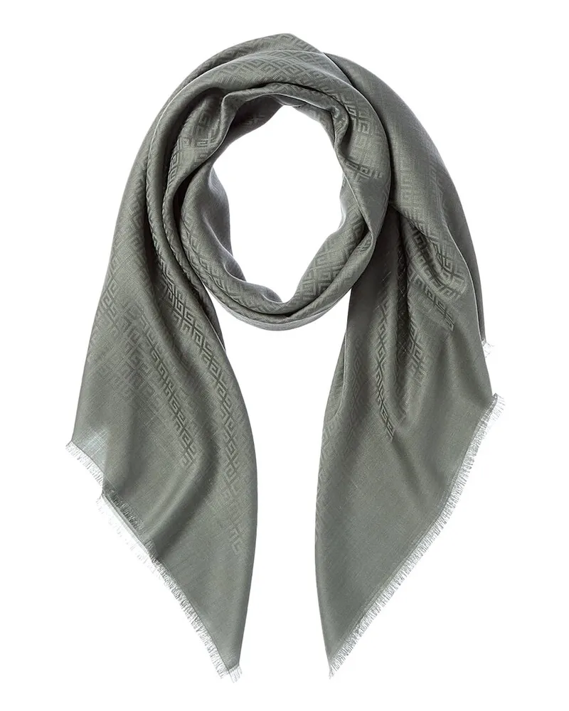 Givenchy 4G Square Large Wool & Silk-Blend Scarf Green