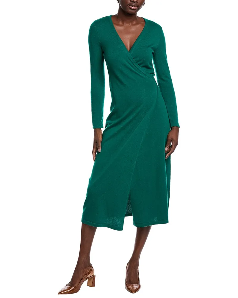 Diane von Furstenberg Wool & Cashmere-Blend Wrap Dress Green