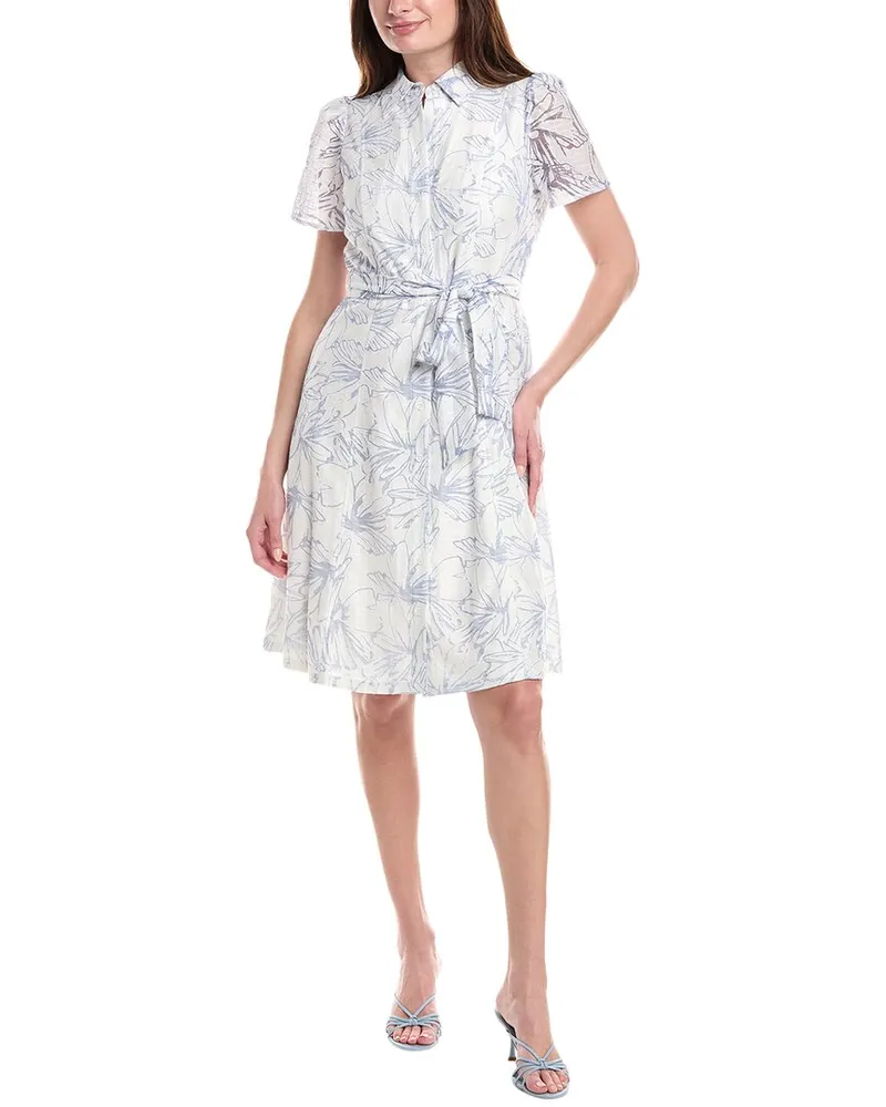 Anne Klein Burnout Lace Shirtdress White