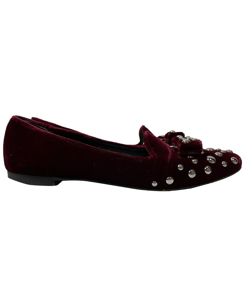 Ferragamo Women's Velvet Studded Bow Detail Ballet Flat, Size US Authentic Pre-Loved Nocolor