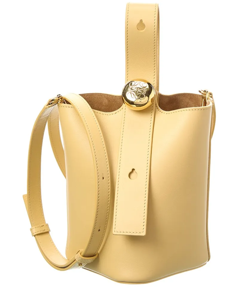Loewe Pebble Mini Leather Bucket Bag Yellow